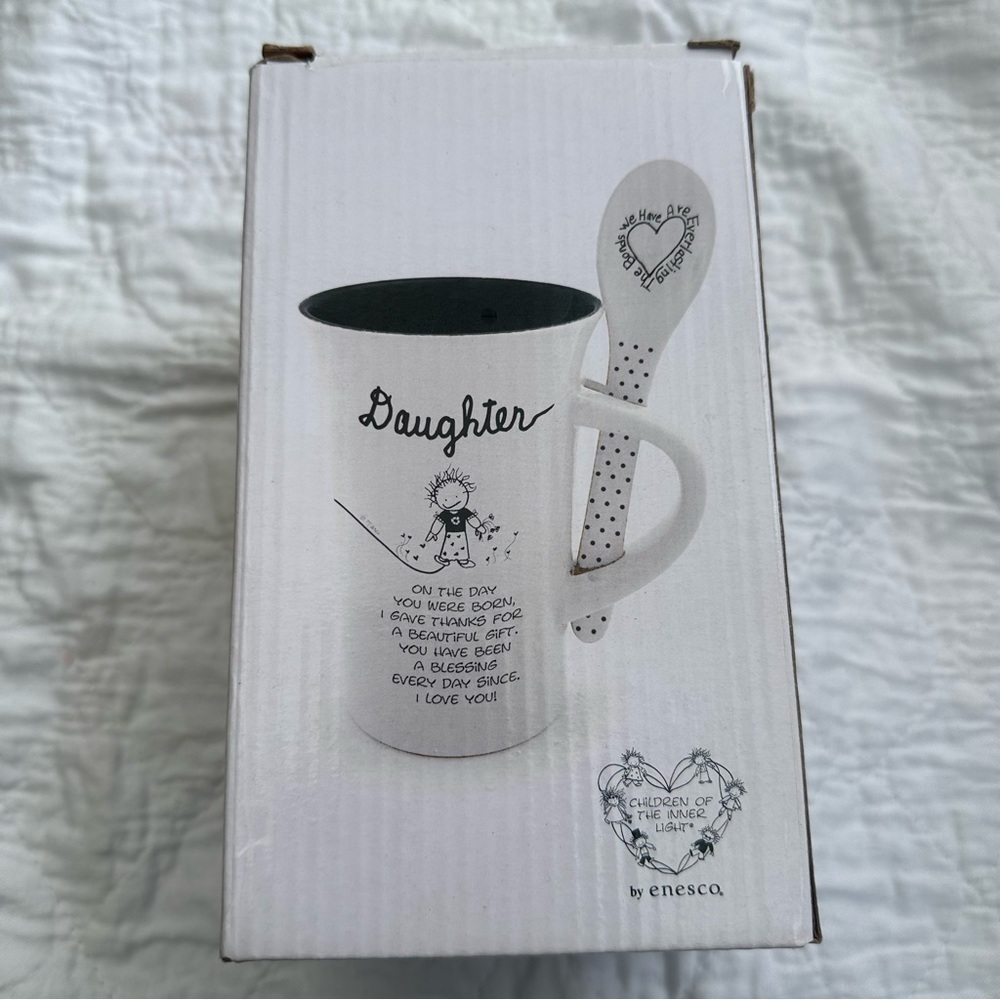 NWT Enesco Children of The Inner Light Daughter Coffee Mug and Spoon Set 14 oz